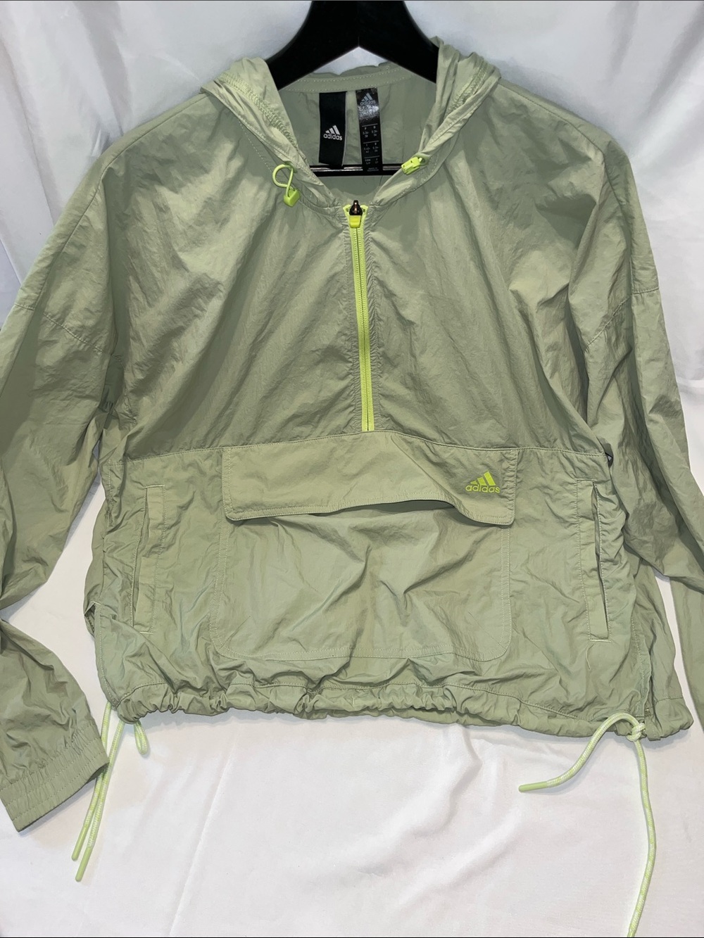 Adidas Light Green Hooded Anorak Windbreaker